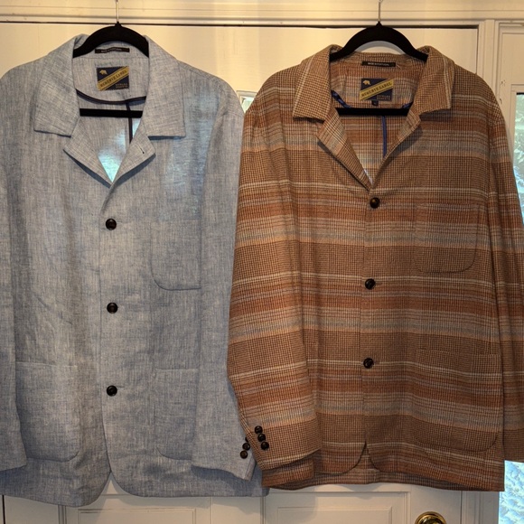 Onward Reserve -Reserve Label blazers blue linen plaid cotton new no tag size XL